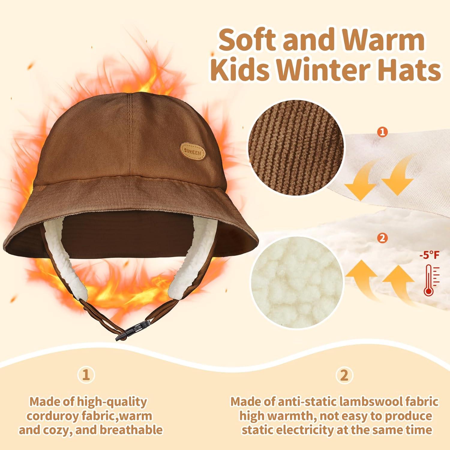 imageSukeen Winter Hats for Teenager Youth Women Windproof Warm Hat with Fleece Lining Antistatic Earflaps Hat for Outdoor CyclingBrown