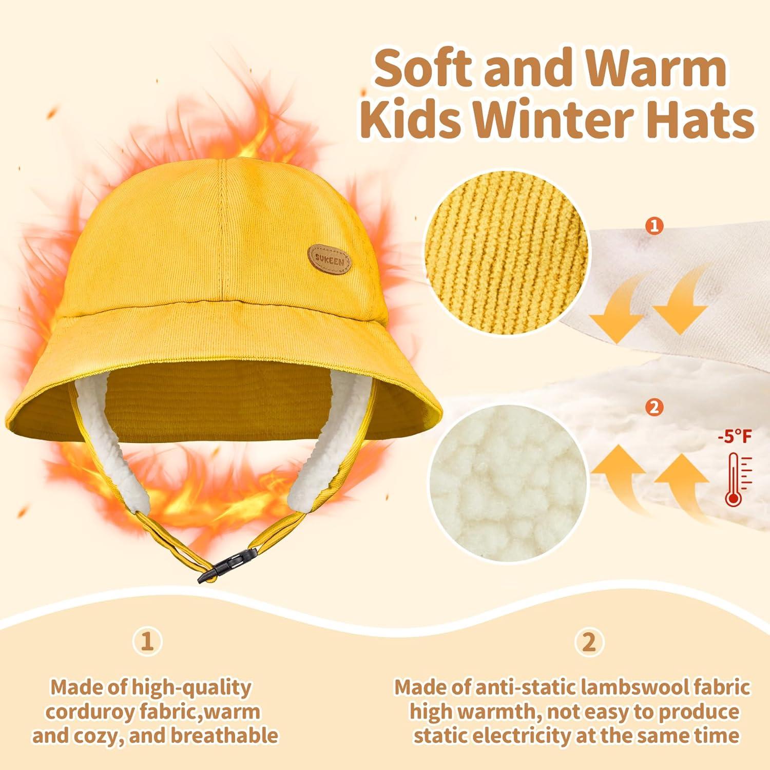 imageSukeen Winter Hats for Teenager Youth Women Windproof Warm Hat with Fleece Lining Antistatic Earflaps Hat for Outdoor CyclingYellow