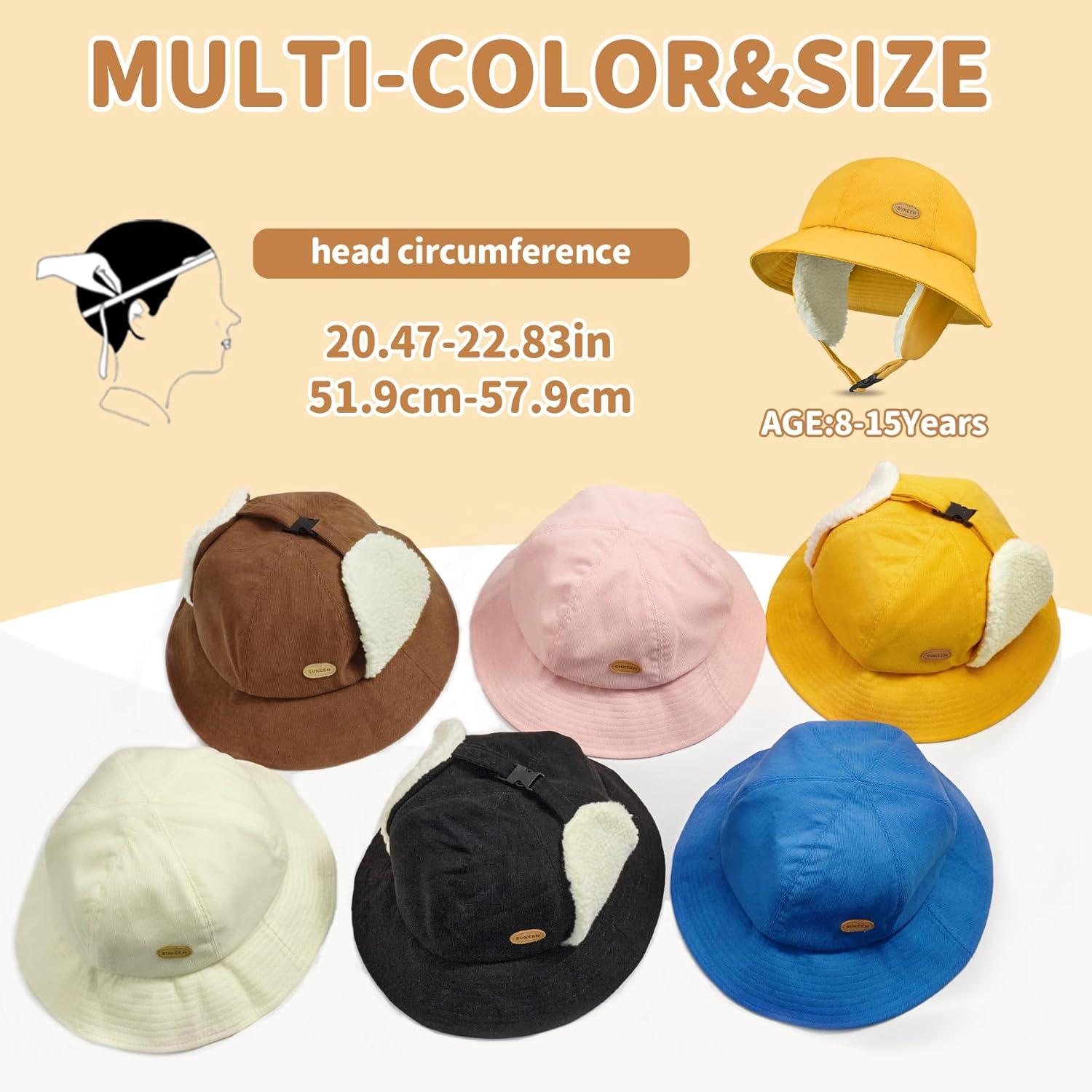 imageSukeen Winter Hats for Teenager Youth Women Windproof Warm Hat with Fleece Lining Antistatic Earflaps Hat for Outdoor CyclingYellow