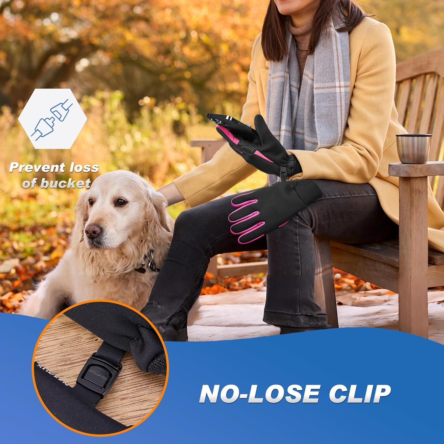 imageWinter Gloves for Men Women Rose Red Size M