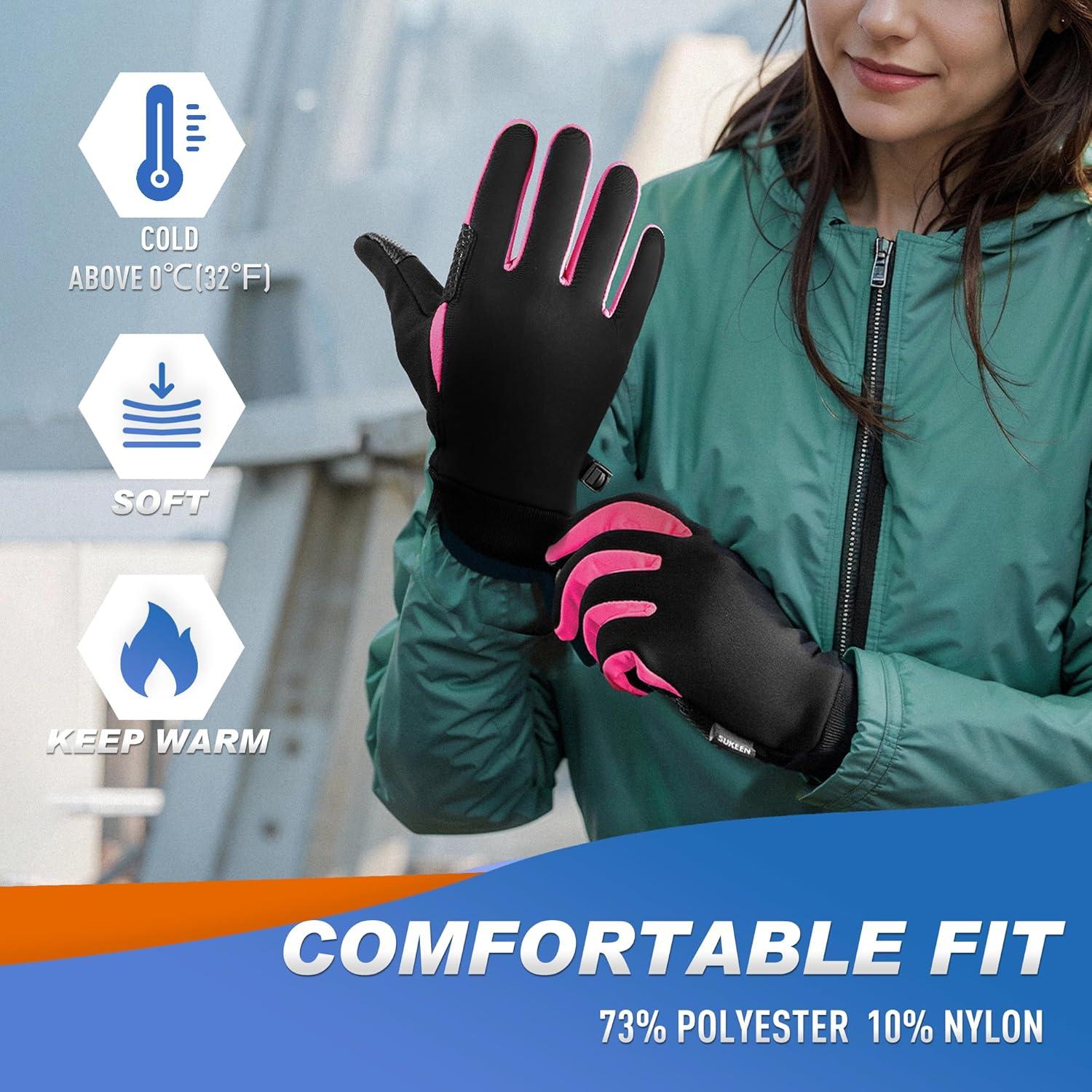 imageWinter Gloves for Men Women Rose Red Size M