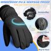 imageSukeen Kids Winter Gloves for Boys Girls Windproof Ski Gloves AntiSlip Cold Weather Glove with Thick Plush for OutdoorBlack