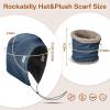 imageSukeen Winter Hat Scarf Set for Women Double Side Wear Warm Hat Antistatic Cold Weather Hats with Thick Fleece ScarfNavy Blue