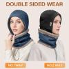 imageSukeen Winter Hat Scarf Set for Women Double Side Wear Warm Hat Antistatic Cold Weather Hats with Thick Fleece ScarfNavy Blue