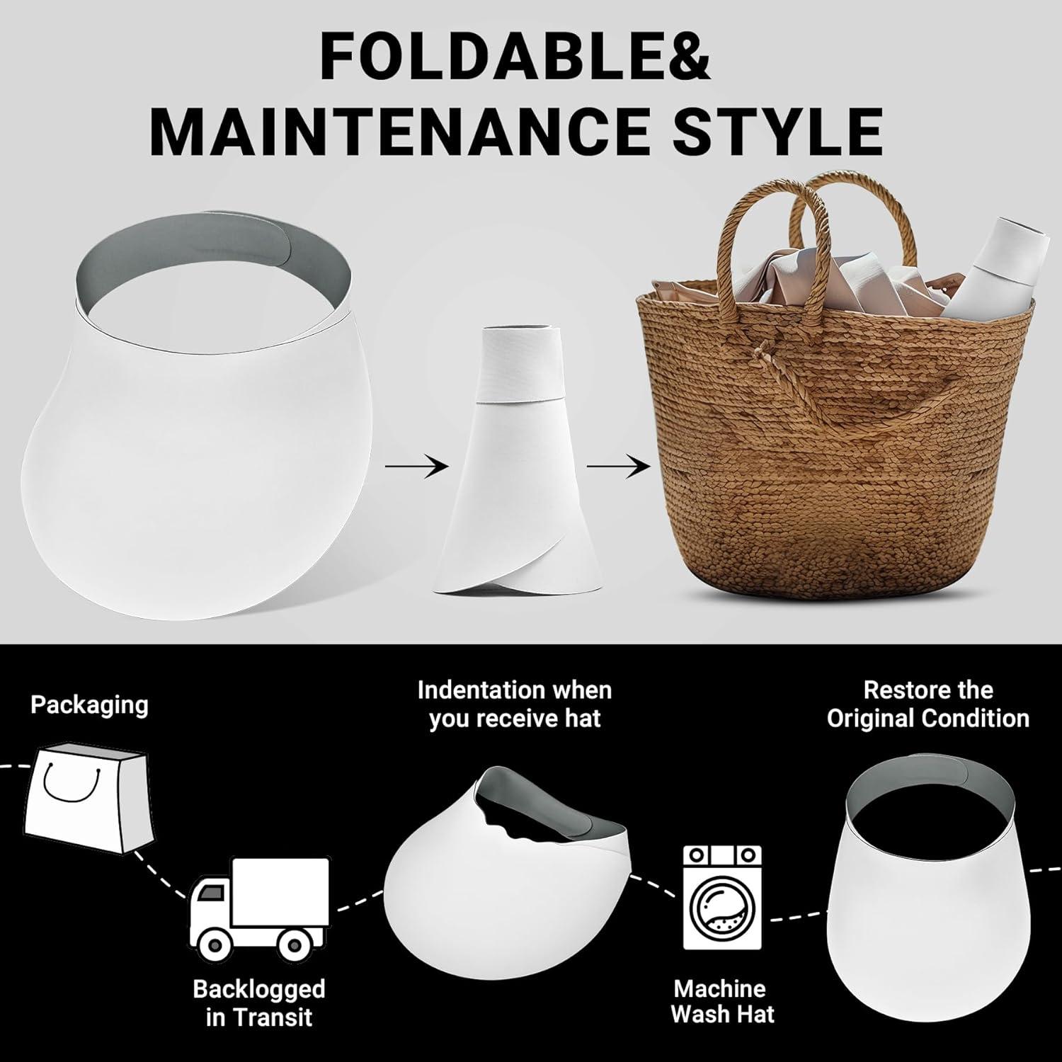 imageSukeen Wide Brim Sun Visor Hat for WomenUPF50 Seamless Sun Hats Lightweight Sports Cap Foldable Ponytail Hat for Outdoor White