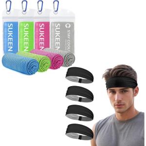 imageSukeen Sports Headbands for Men 4 Pack