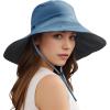 imageSukeen Wide Brim Sun Hats for Women Men Double Sided Wearing Fishing Hats UPF50 Cooling Bucket Hat for Beach Hiking OutdoorBlue