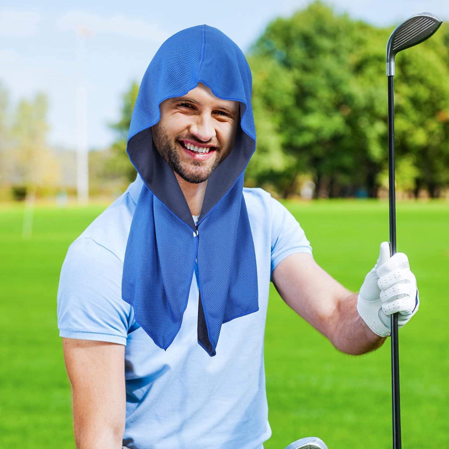 imageSukeen Cooling Hoodie Towel 3 Pack Quick Drying Absorbent Cooling Towels for Neck and Face Sport Workout Camping Cycling Cooling Towel Breathable Cooling Neck WrapsRoyal Blue