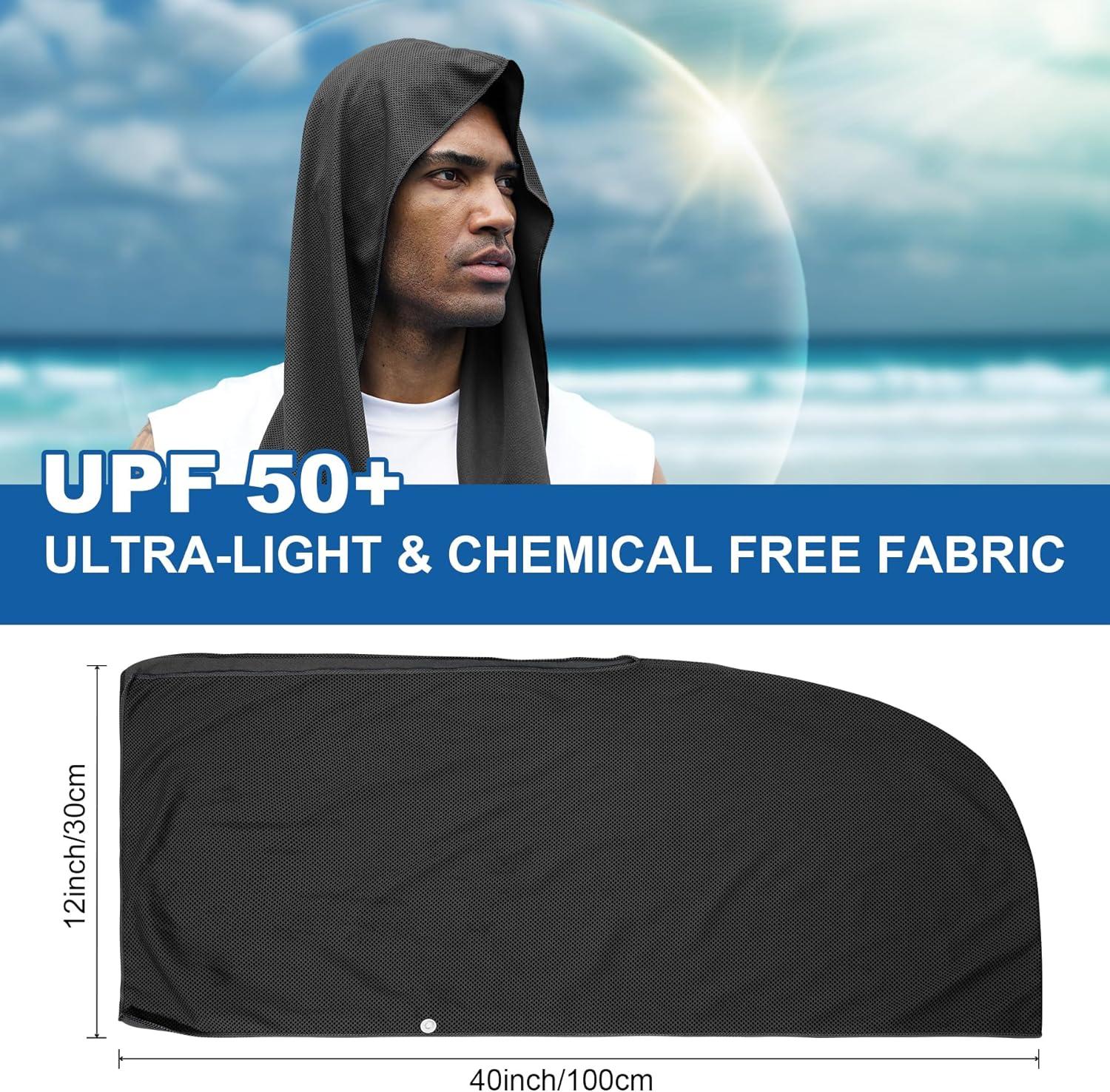 imageSukeen Cooling Hoodie Towel 3 Pack Quick Drying Absorbent Cooling Towels for Neck and Face Sport Workout Camping Cycling Cooling Towel Breathable Cooling Neck Wraps2 Black