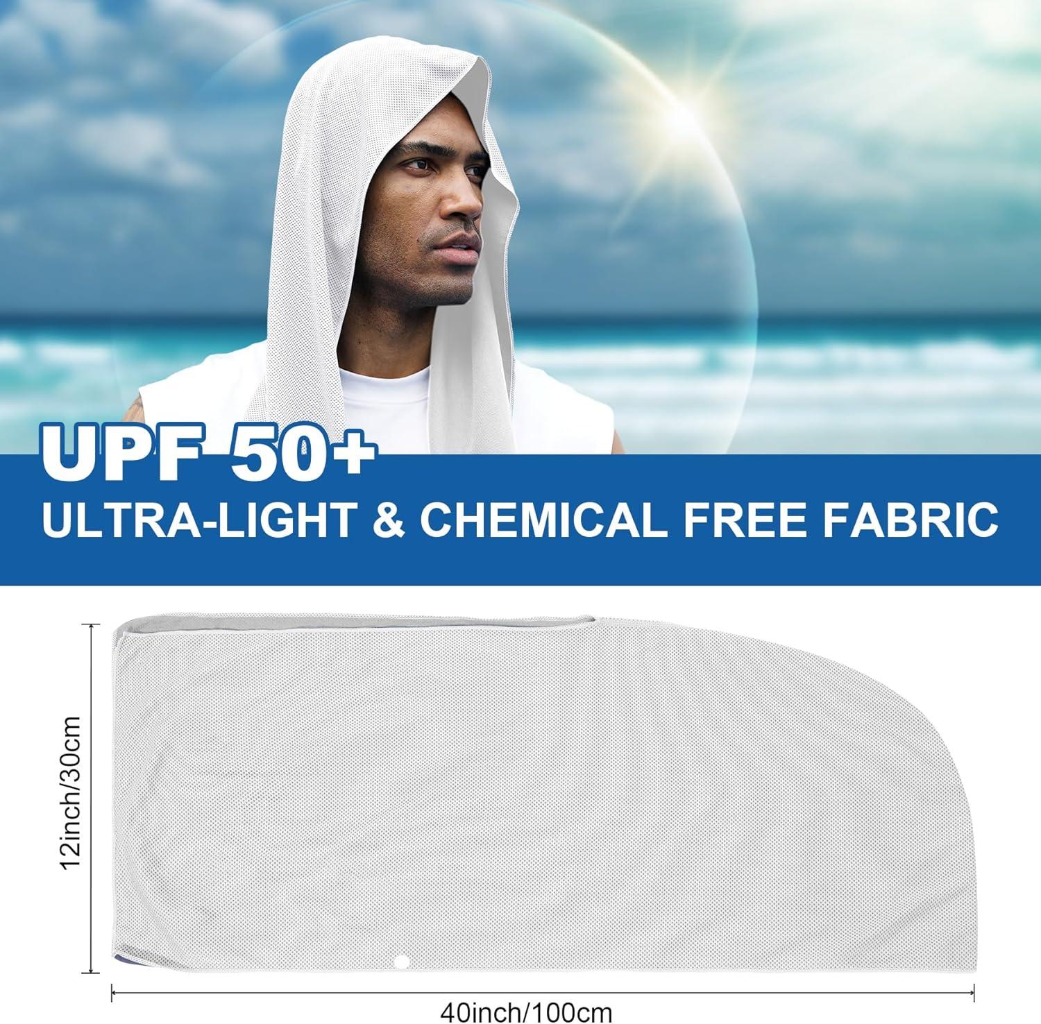 imageSukeen Cooling Hoodie Towel 3 Pack Quick Drying Absorbent Cooling Towels for Neck and Face Sport Workout Camping Cycling Cooling Towel Breathable Cooling Neck WrapsWhite