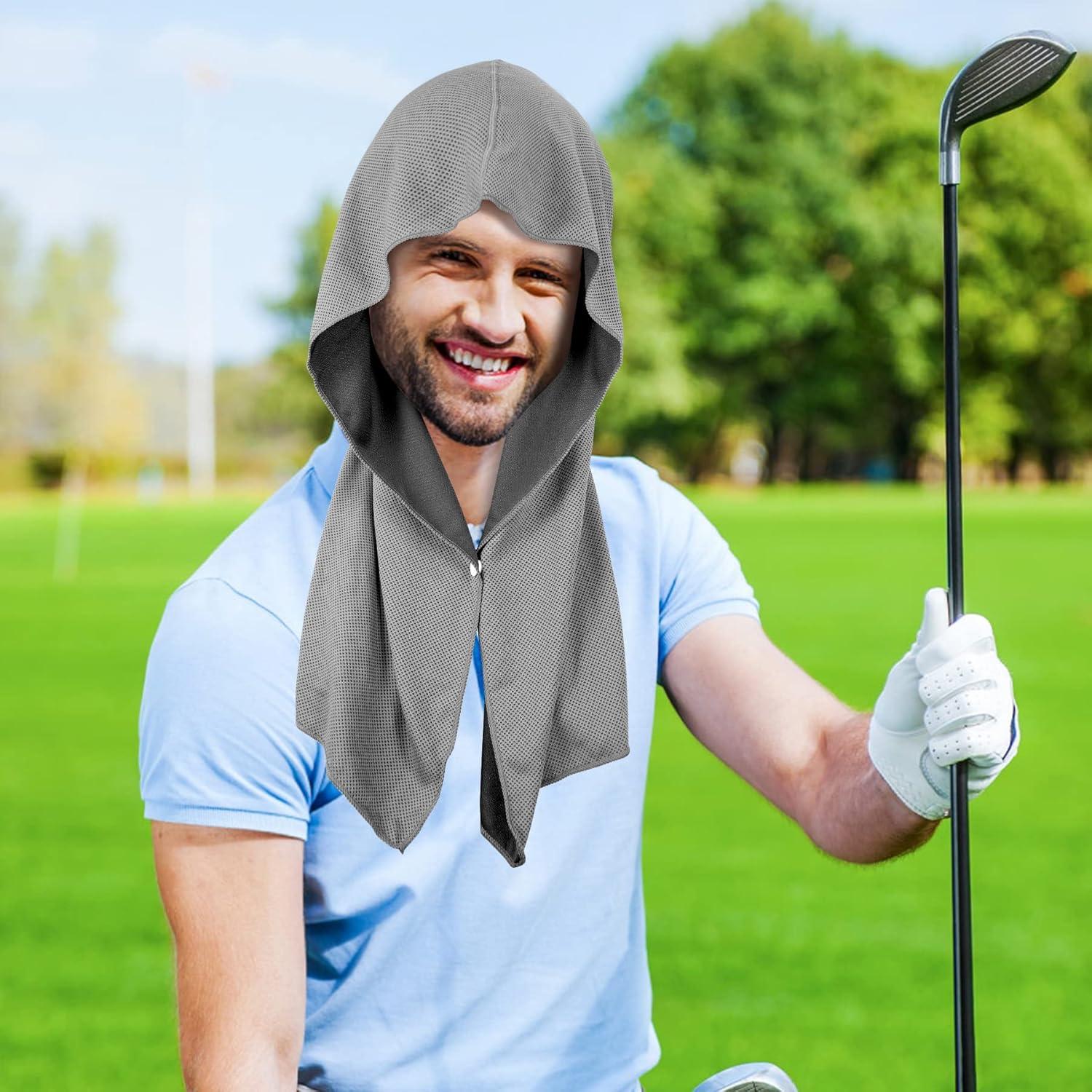 imageSukeen Cooling Hoodie Towel 3 Pack Quick Drying Absorbent Cooling Towels for Neck and Face Sport Workout Camping Cycling Cooling Towel Breathable Cooling Neck WrapsDark Grey