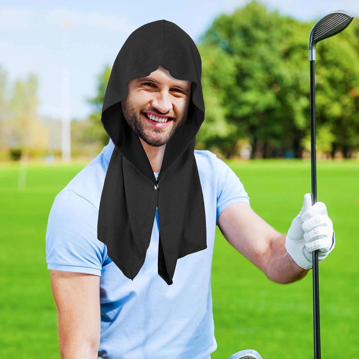 imageSukeen Cooling Hoodie Towel 3 Pack Quick Drying Absorbent Cooling Towels for Neck and Face Sport Workout Camping Cycling Cooling Towel Breathable Cooling Neck WrapsBlack