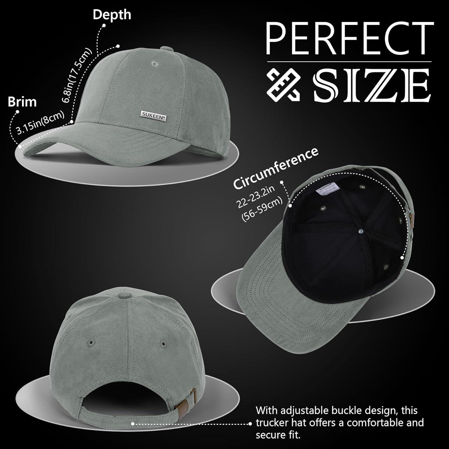 imageSukeen Trucker Hat for Men Women 6Panel Structured Baseball Cap with Adjustable Buckle Classic Style for Running WorkoutsGrey