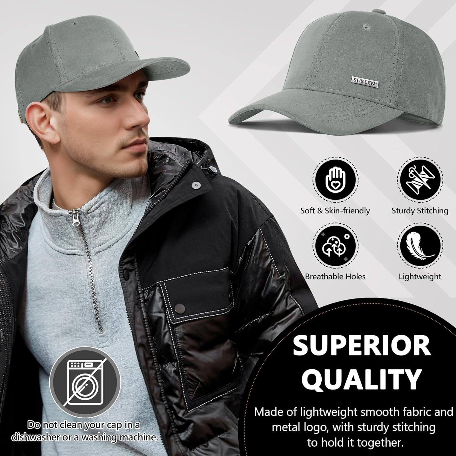 imageSukeen Trucker Hat for Men Women 6Panel Structured Baseball Cap with Adjustable Buckle Classic Style for Running WorkoutsGrey