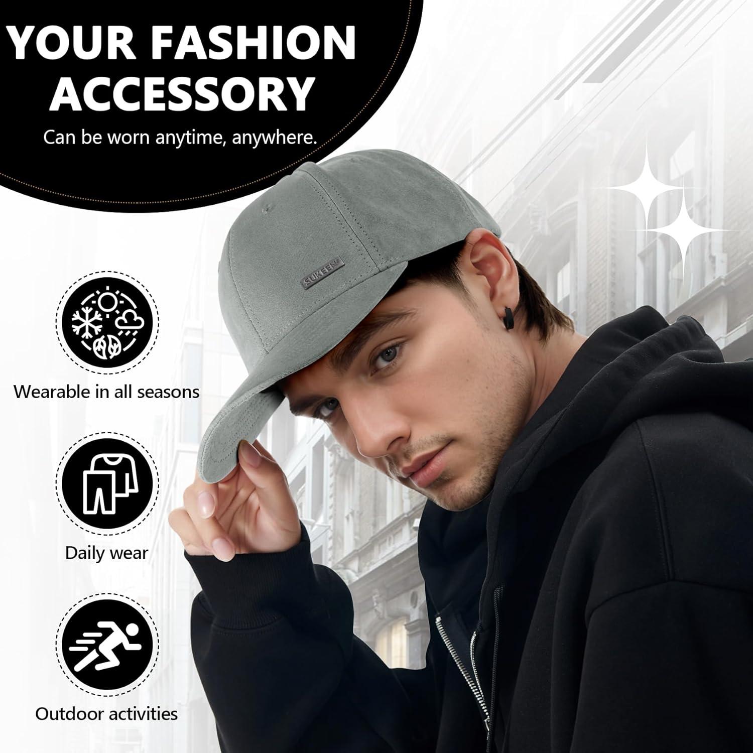 imageSukeen Trucker Hat for Men Women 6Panel Structured Baseball Cap with Adjustable Buckle Classic Style for Running WorkoutsGrey