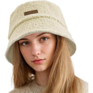imageSukeen Winter Bucket Hat for Women Men Double Side Wear Warm Hat Faux Fur Plush Winter Hat Trendy Fisherman Cap for DailyBeigebeige
