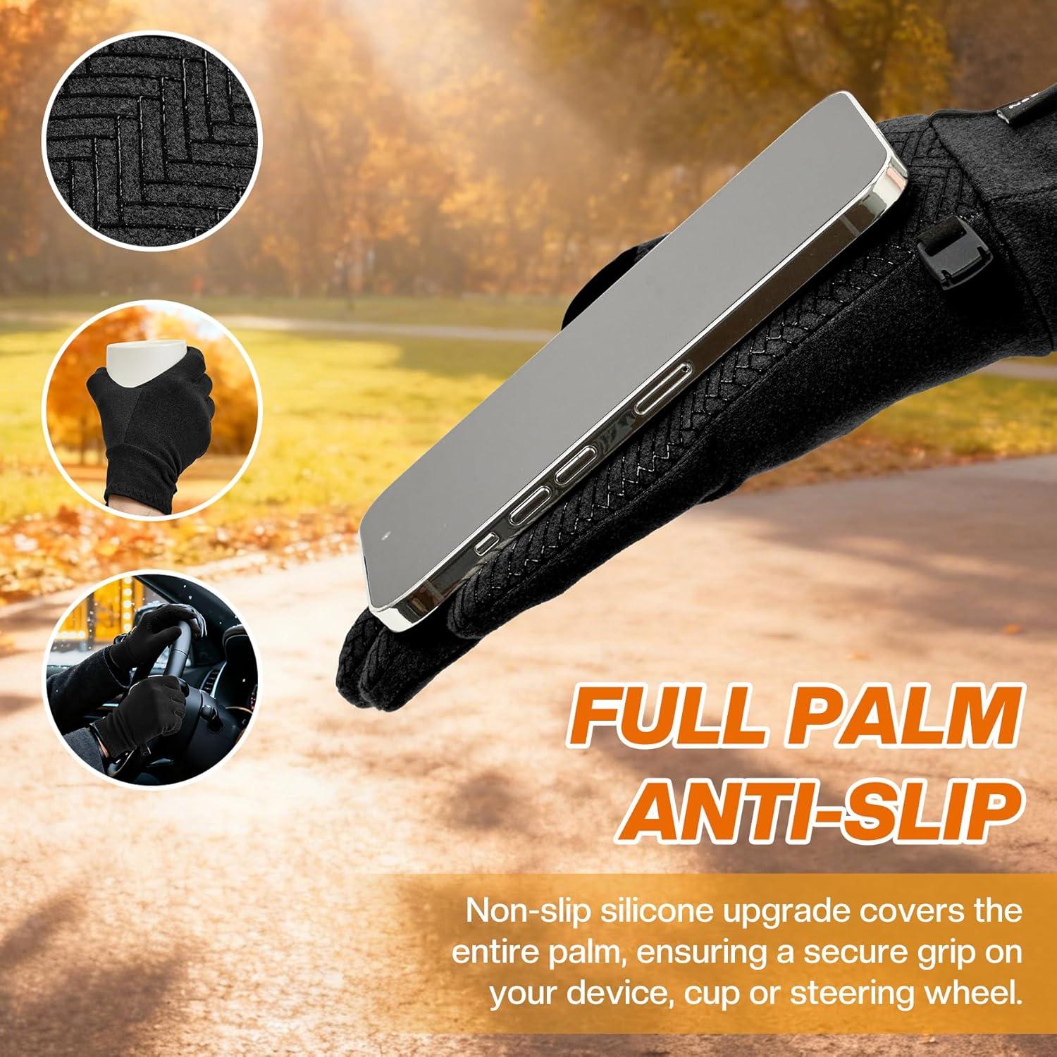 imageSukeen Lightweight Running Gloves for Men Women Touchscreen AntiSlip Sports Gloves Winter Warm Gloves for Cycling DrivingBlack