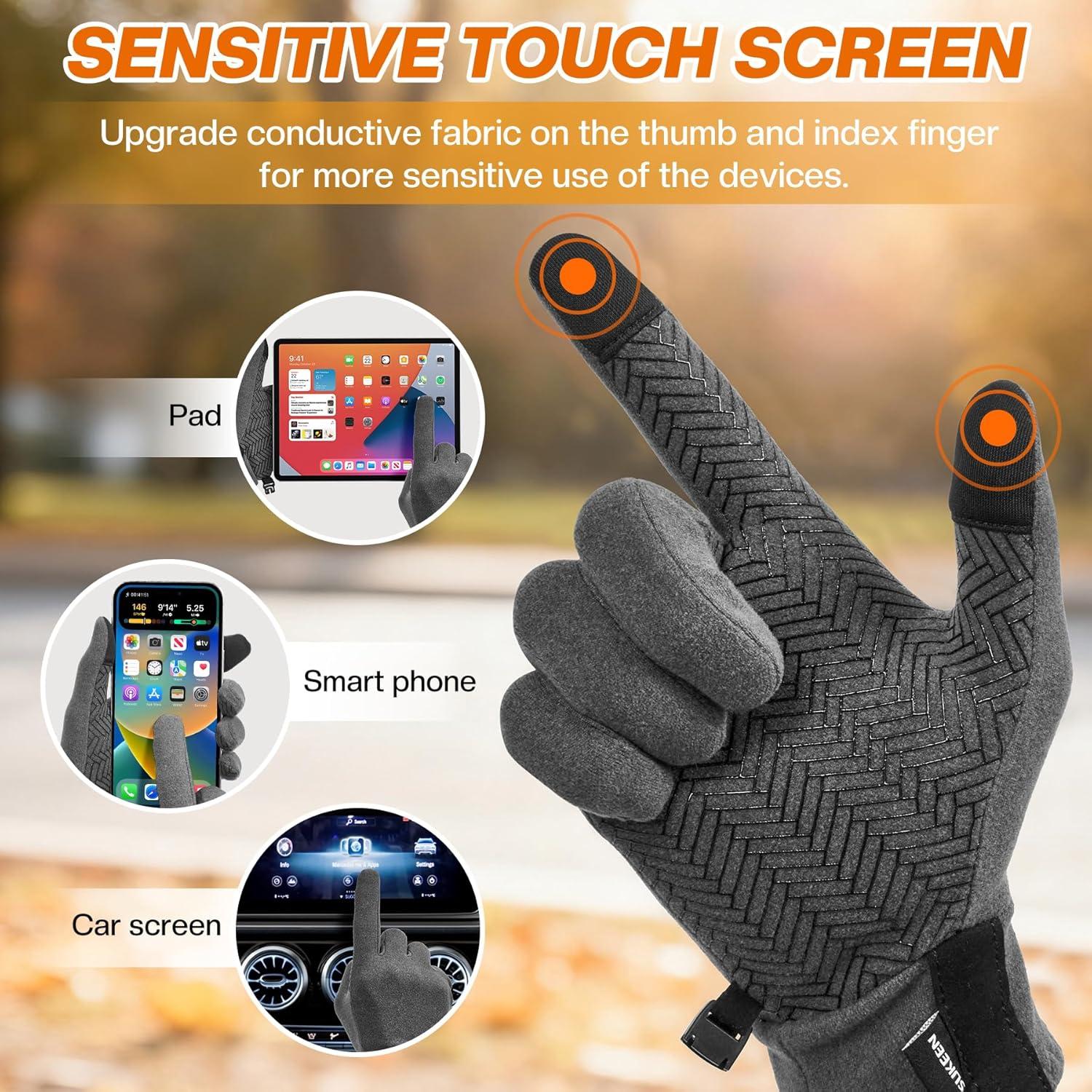 imageSukeen Lightweight Running Gloves for Men Women Touchscreen AntiSlip Sports Gloves Winter Warm Gloves for Cycling DrivingGrey