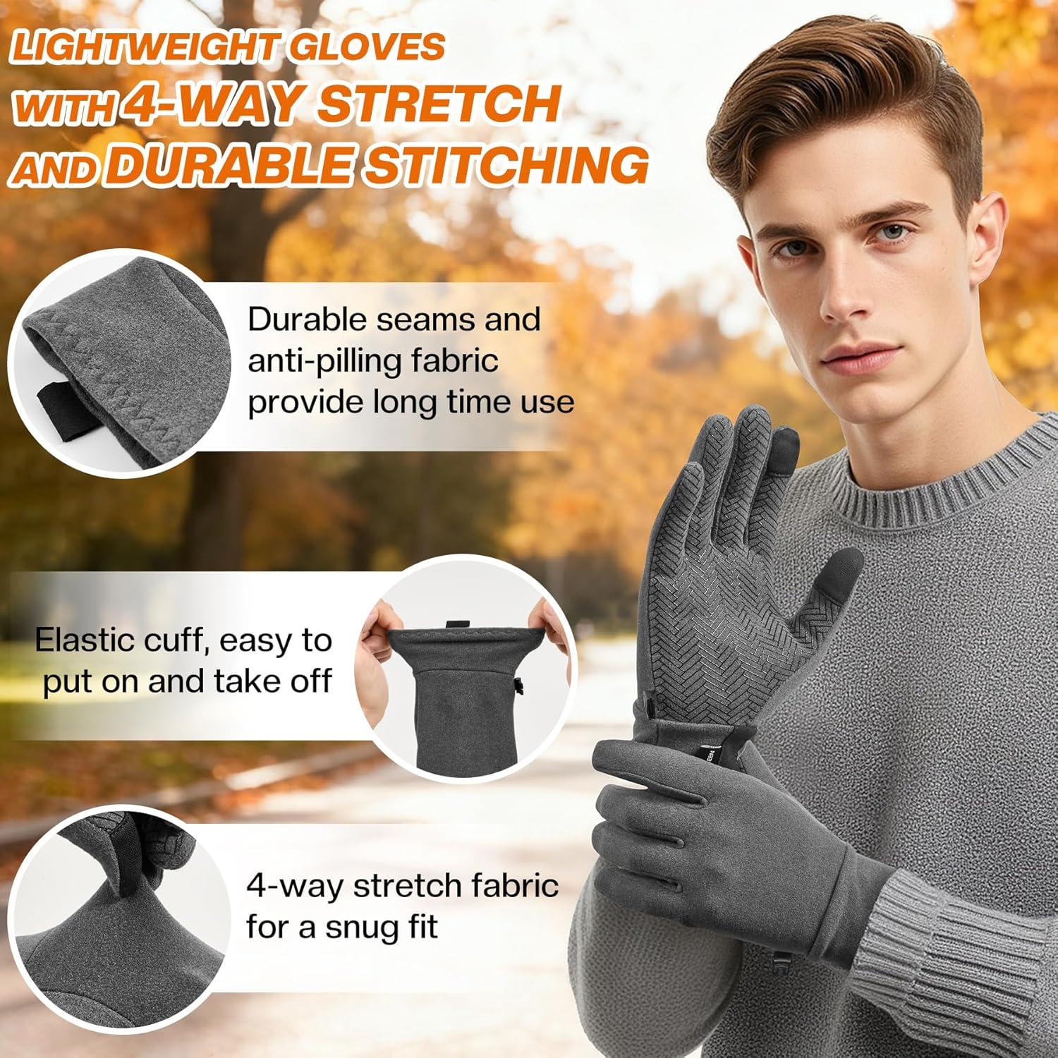 imageSukeen Lightweight Running Gloves for Men Women Touchscreen AntiSlip Sports Gloves Winter Warm Gloves for Cycling DrivingGrey