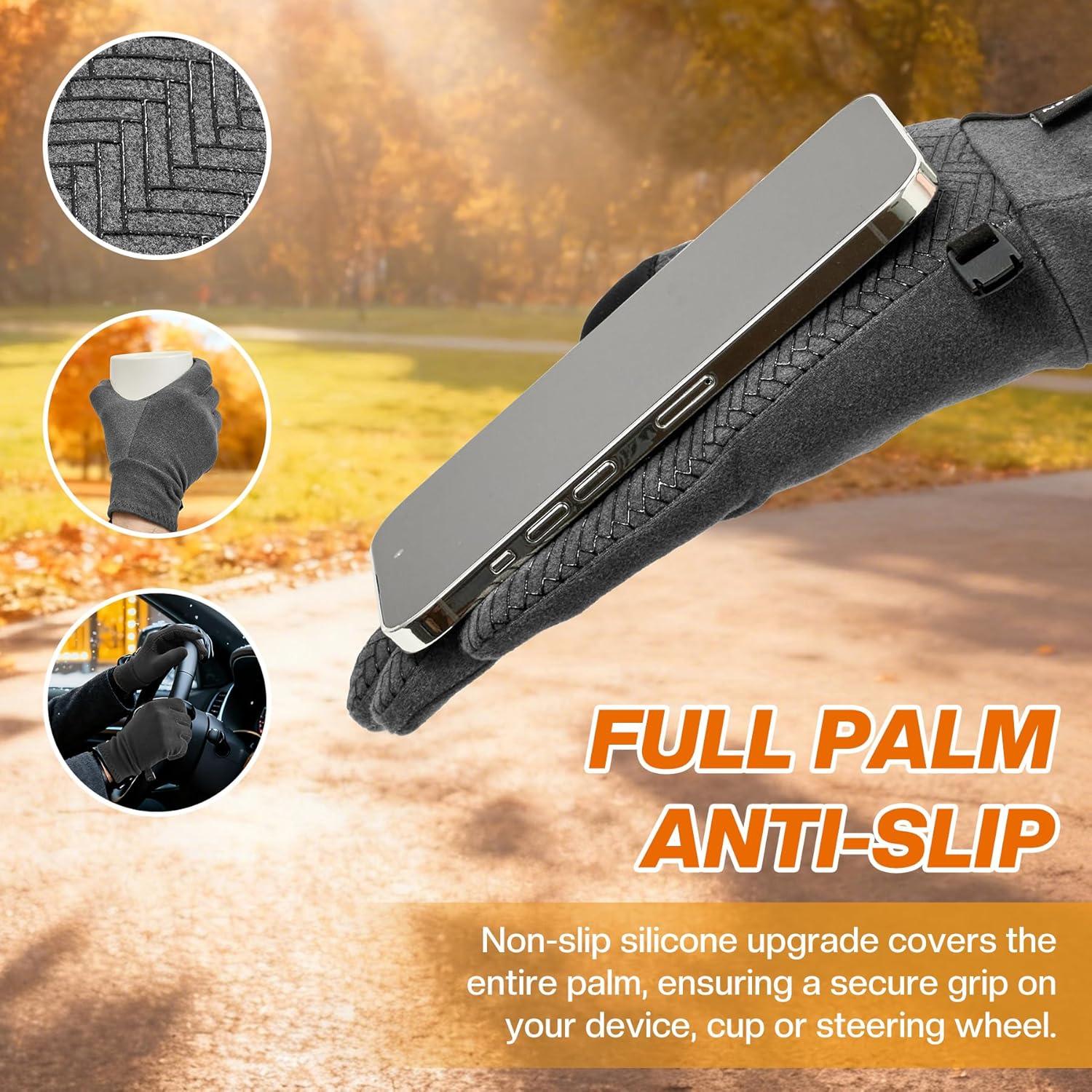 imageSukeen Lightweight Running Gloves for Men Women Touchscreen AntiSlip Sports Gloves Winter Warm Gloves for Cycling DrivingGrey