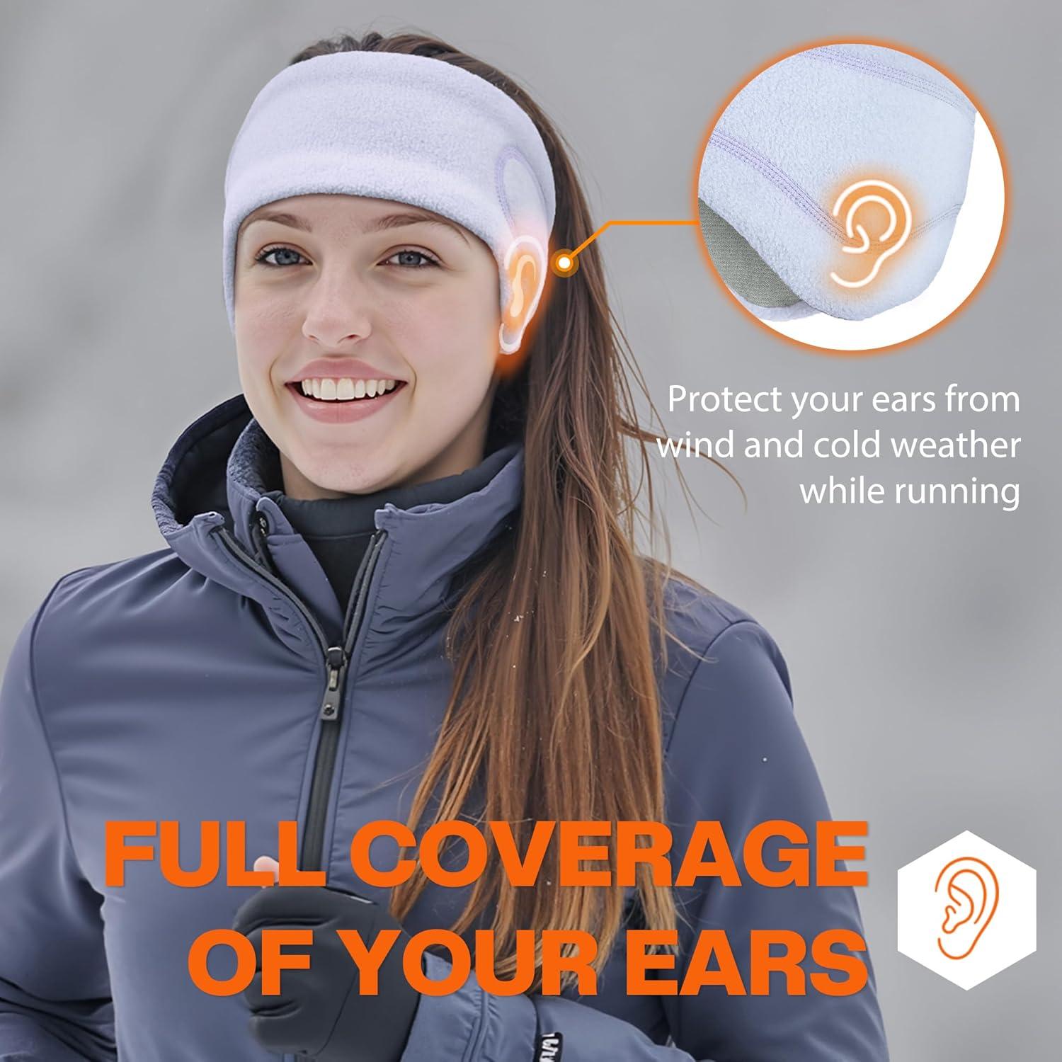 imageSukeen Running Ear Warmers for Women DoubleLayer Fleece Ear Warmer Headband Moisture Wicking NonSlip Winter Running Headband Elastic Winter Headbands for Cycling Hiking Jogging BlackGrayz BlackPurple