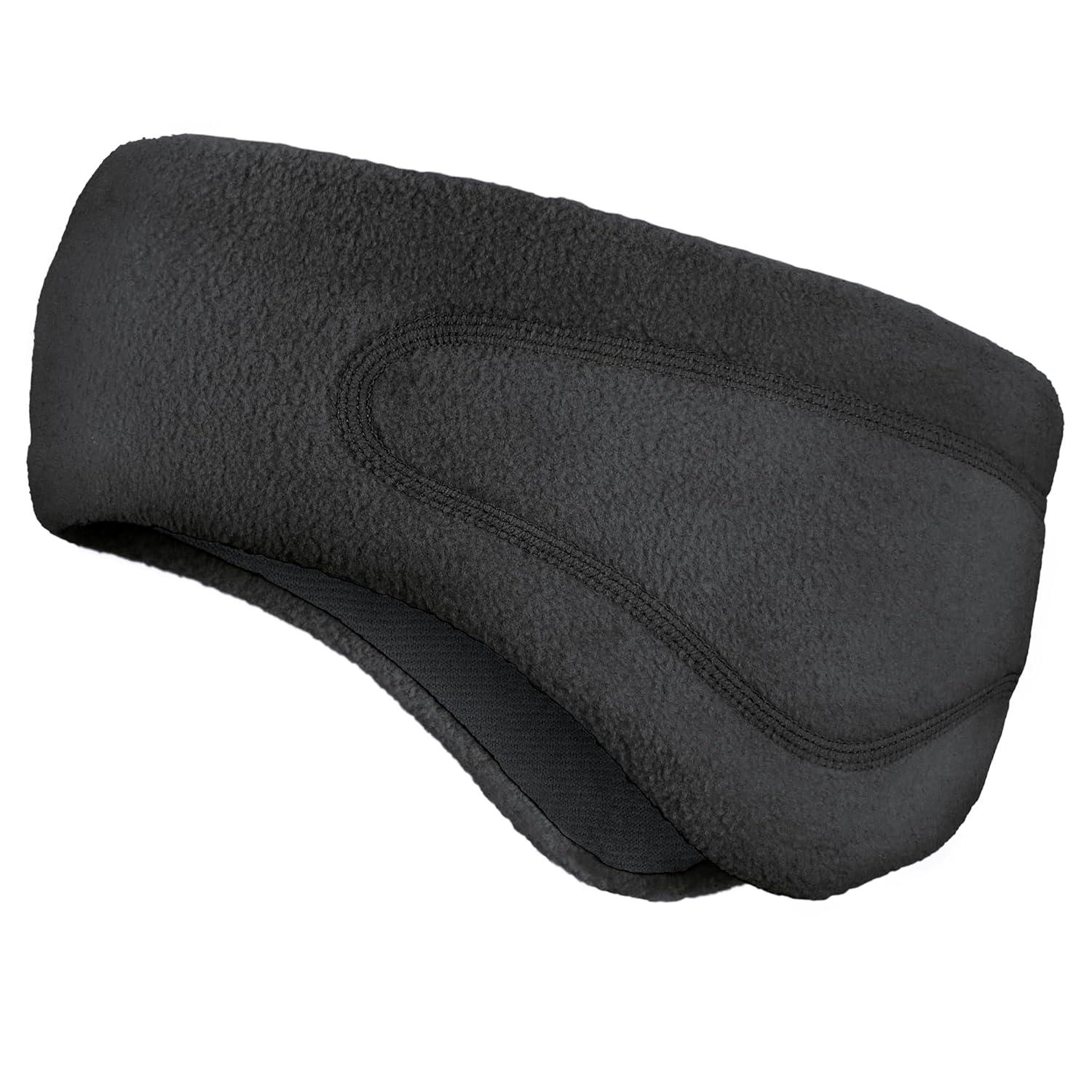 imageSukeen Running Ear Warmers for Women DoubleLayer Fleece Ear Warmer Headband Moisture Wicking NonSlip Winter Running Headband Elastic Winter Headbands for Cycling Hiking Jogging BlackGrayBlack