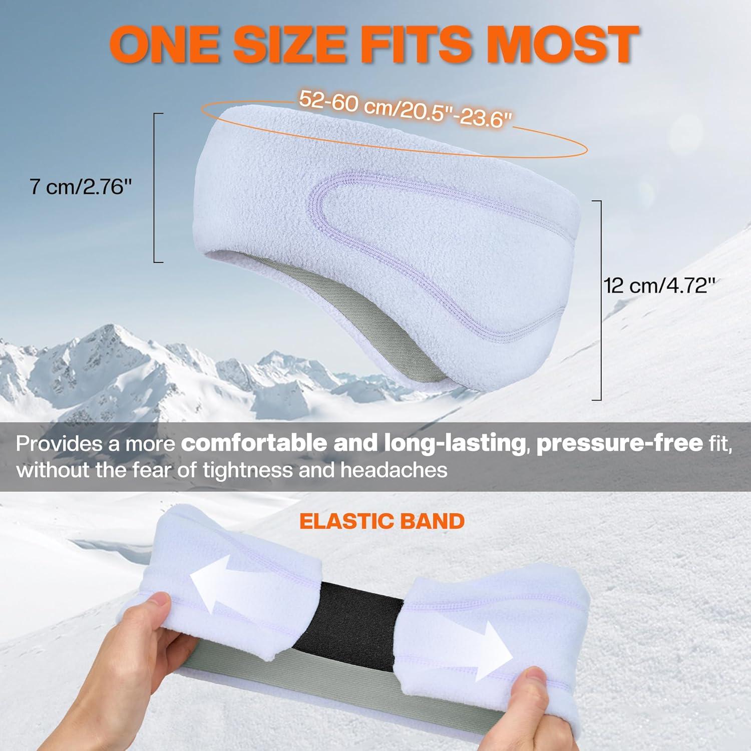 imageSukeen Running Ear Warmers for Women DoubleLayer Fleece Ear Warmer Headband Moisture Wicking NonSlip Winter Running Headband Elastic Winter Headbands for Cycling Hiking Jogging BlackGrayz BlackPurple