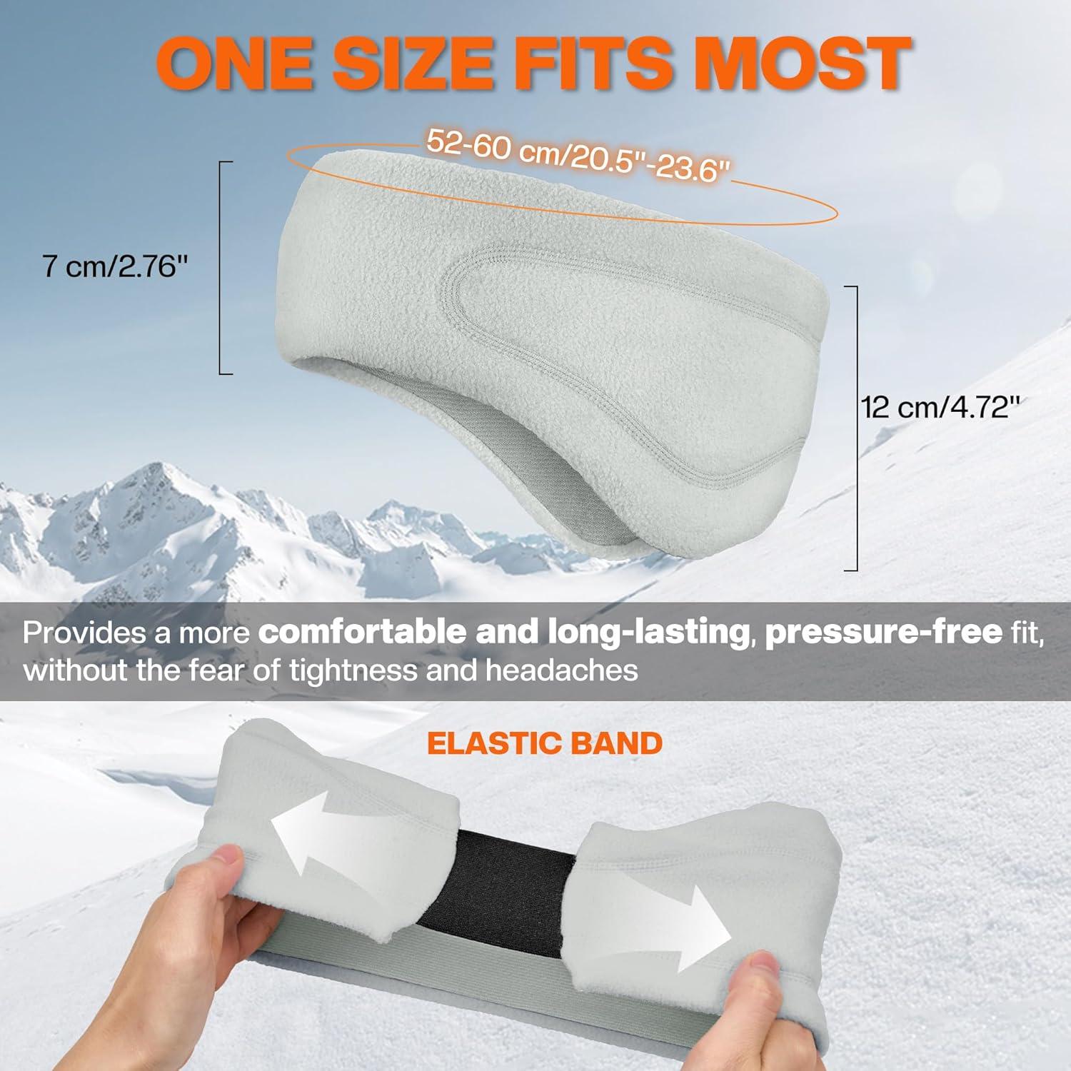 imageSukeen Running Ear Warmers for Women DoubleLayer Fleece Ear Warmer Headband Moisture Wicking NonSlip Winter Running Headband Elastic Winter Headbands for Cycling Hiking Jogging BlackGrayz BlackGray