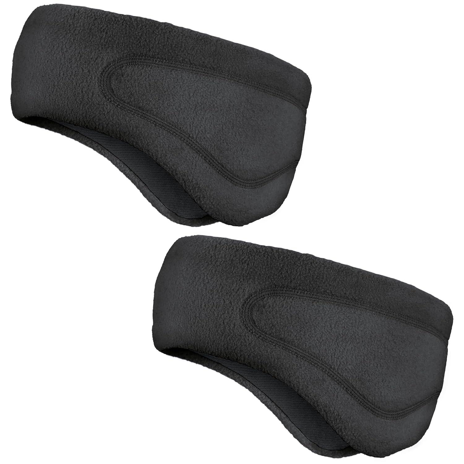 imageSukeen Running Ear Warmers for Women DoubleLayer Fleece Ear Warmer Headband Moisture Wicking NonSlip Winter Running Headband Elastic Winter Headbands for Cycling Hiking Jogging BlackGrayz BlackBlack