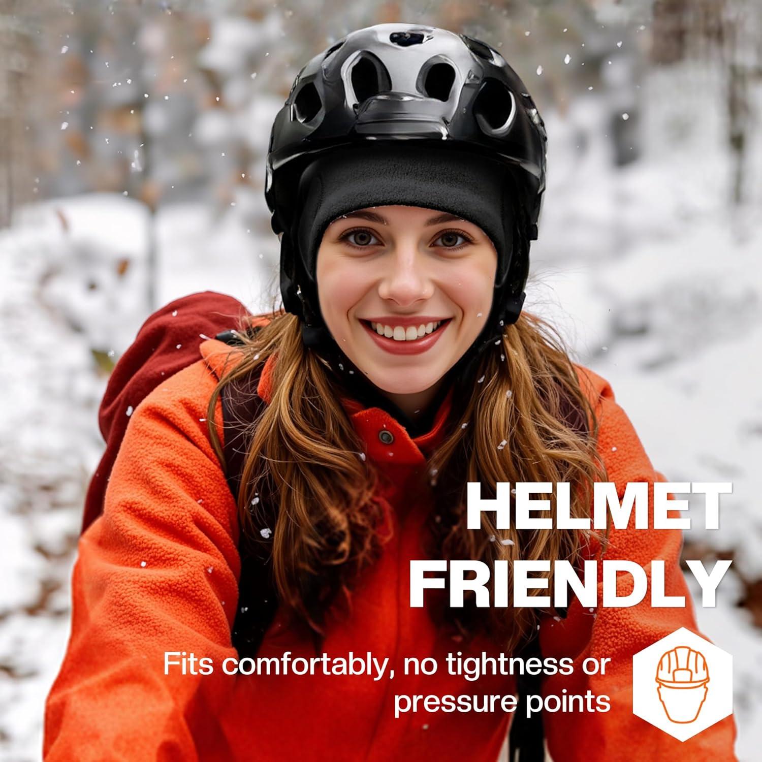 imageSukeen Running Ear Warmers for Women DoubleLayer Fleece Ear Warmer Headband Moisture Wicking NonSlip Winter Running Headband Elastic Winter Headbands for Cycling Hiking Jogging BlackGrayz BlackBlack