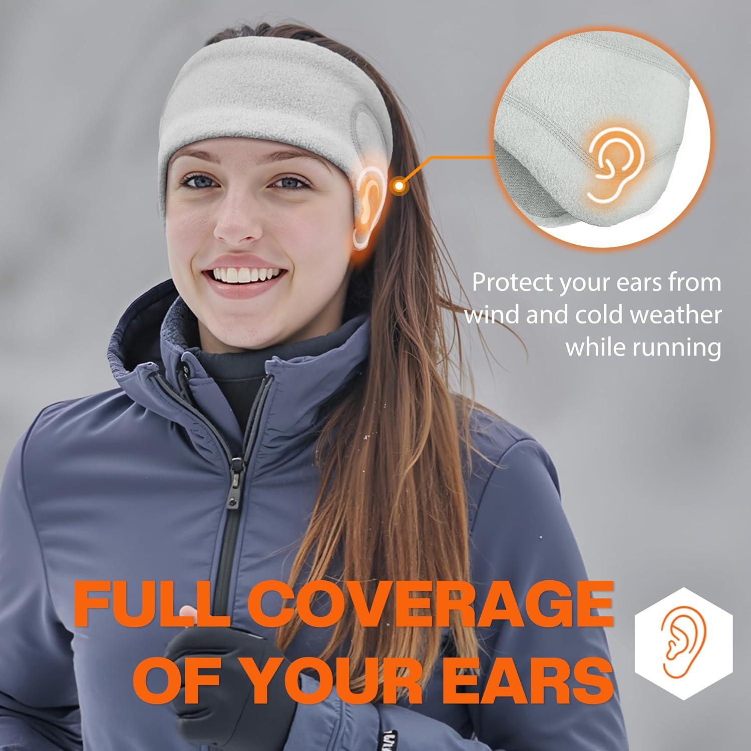 imageSukeen Running Ear Warmers for Women DoubleLayer Fleece Ear Warmer Headband Moisture Wicking NonSlip Winter Running Headband Elastic Winter Headbands for Cycling Hiking Jogging BlackGrayz BlackGray