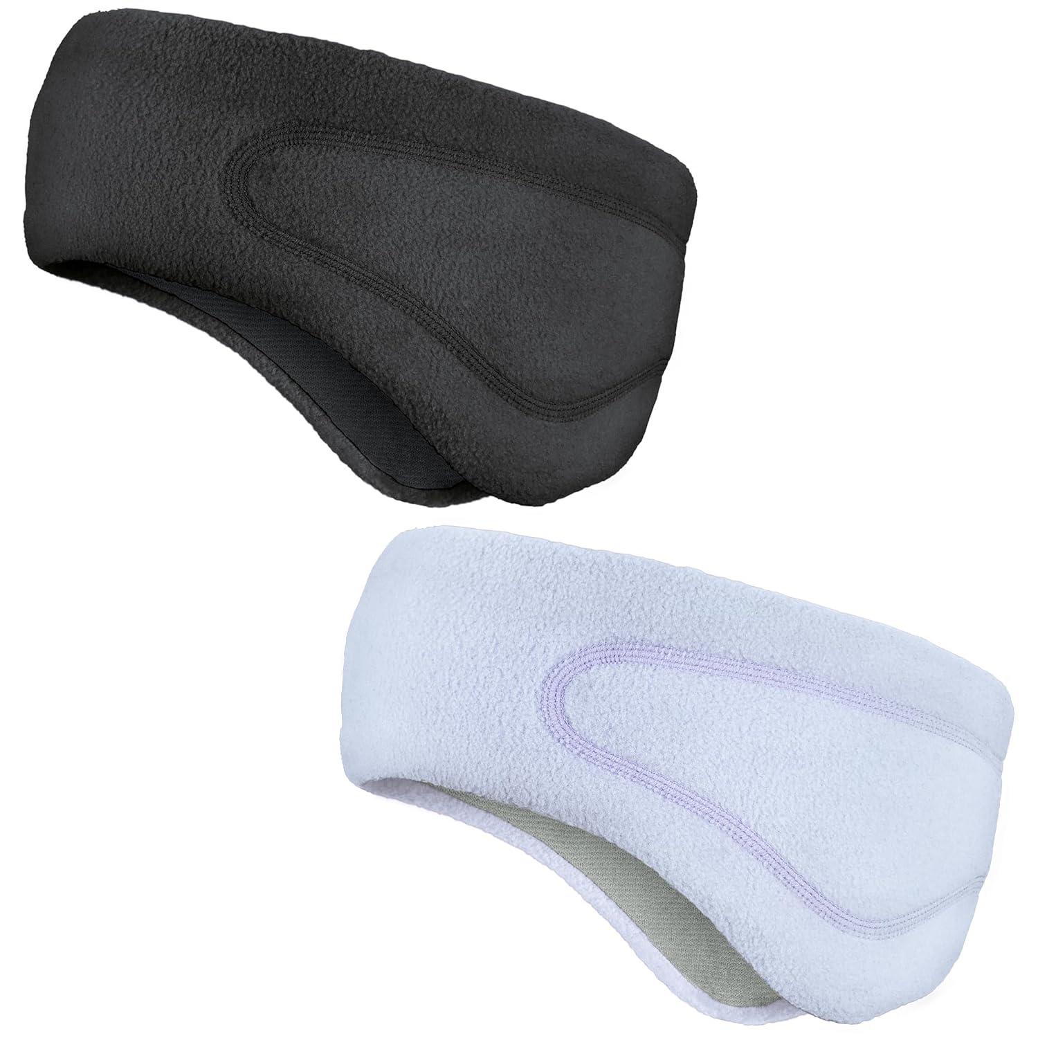 imageSukeen Running Ear Warmers for Women DoubleLayer Fleece Ear Warmer Headband Moisture Wicking NonSlip Winter Running Headband Elastic Winter Headbands for Cycling Hiking Jogging BlackGrayz BlackPurple