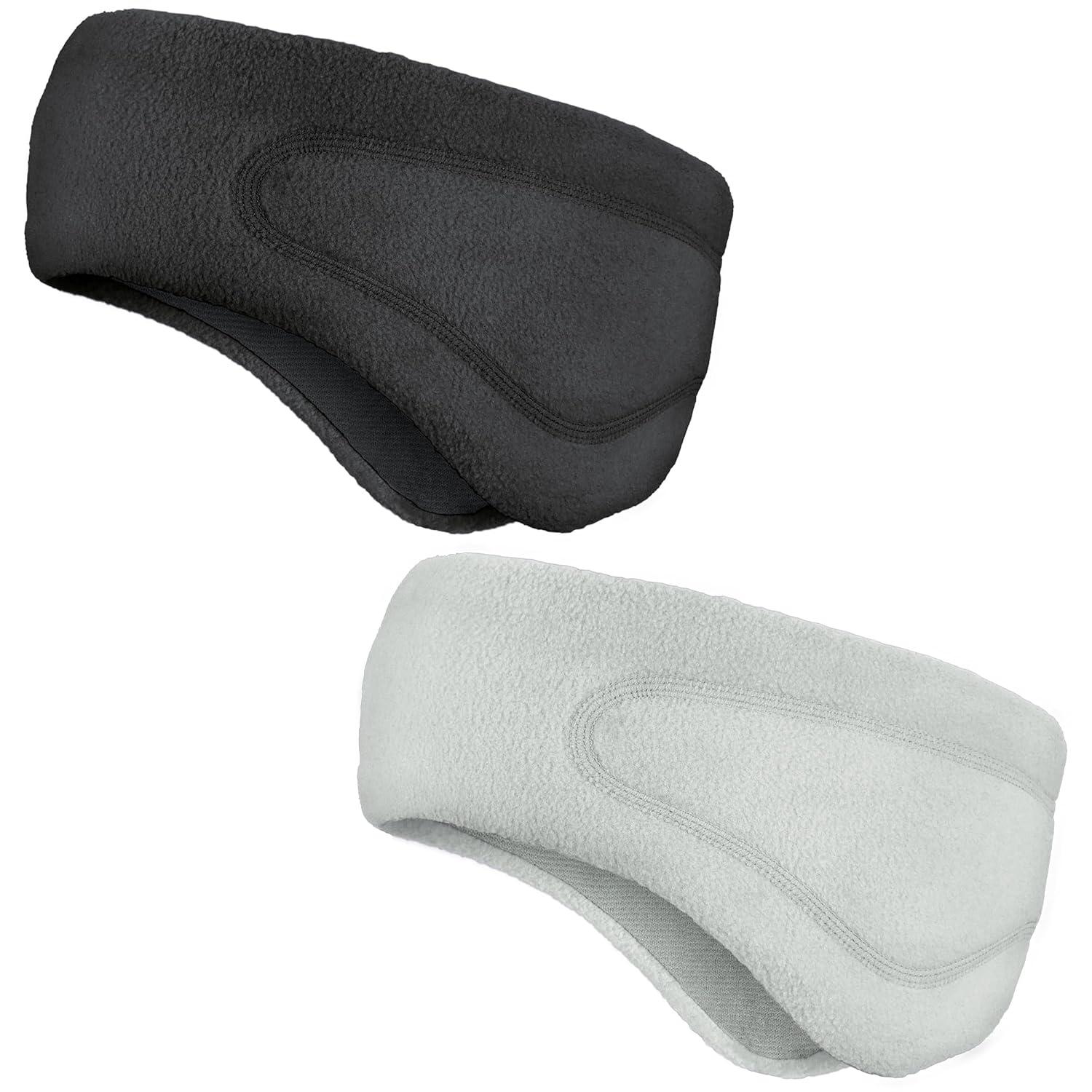 imageSukeen Running Ear Warmers for Women DoubleLayer Fleece Ear Warmer Headband Moisture Wicking NonSlip Winter Running Headband Elastic Winter Headbands for Cycling Hiking Jogging BlackGrayz BlackGray
