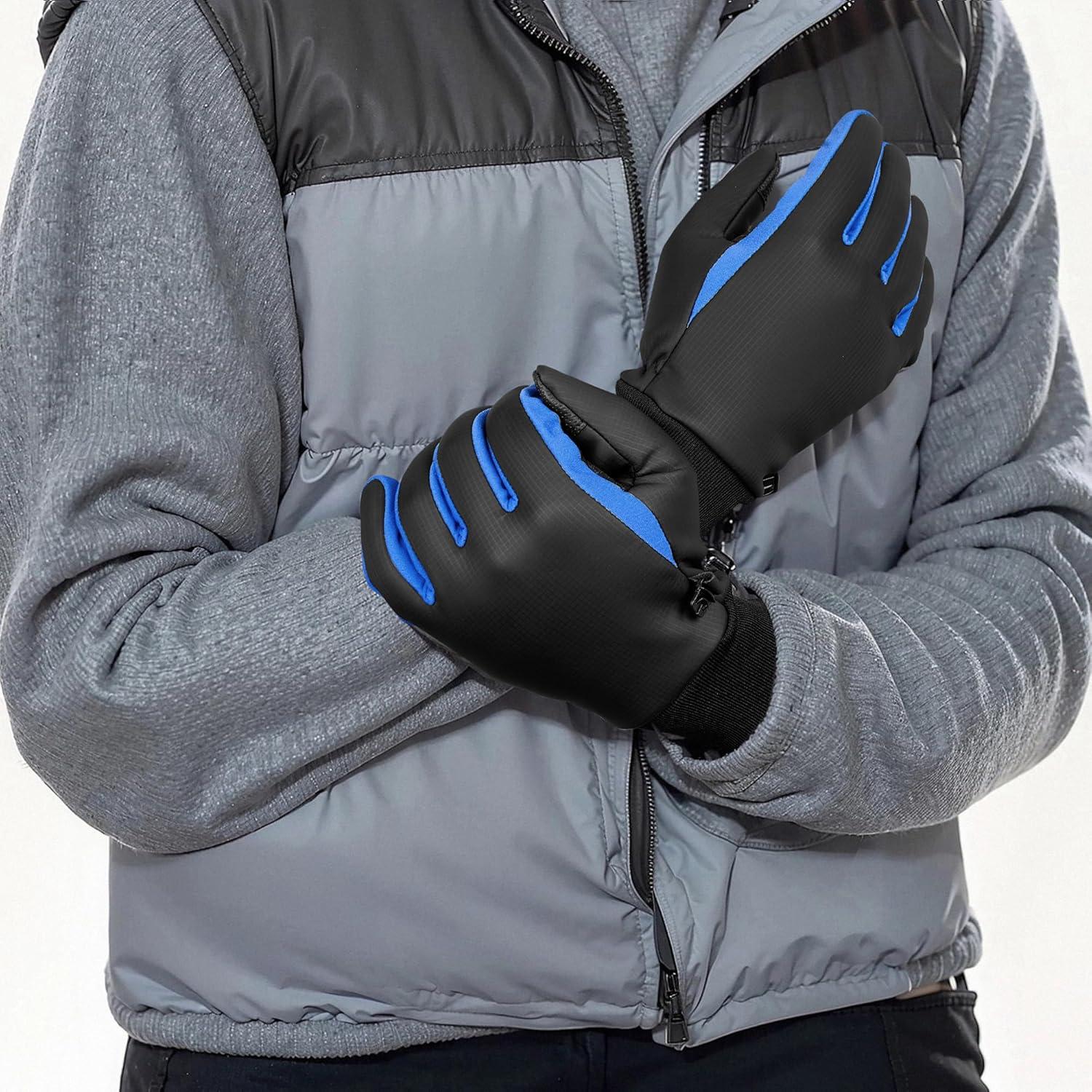 imageSukeen Winter Warm Gloves for Men WomenWindproof Running Gloves Touch Screen Cycling Gloves for Cold Weather Outdoor Blue XLarge