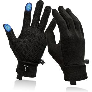 imageSukeen Lightweight Running Gloves for Men Women Touchscreen AntiSlip Sports Gloves Winter Warm Gloves for Cycling DrivingBlack