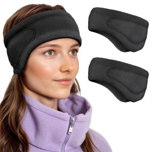 imageSukeen Running Ear Warmers for Women DoubleLayer Fleece Ear Warmer Headband Moisture Wicking NonSlip Winter Running Headband Elastic Winter Headbands for Cycling Hiking Jogging BlackGrayz BlackBlack
