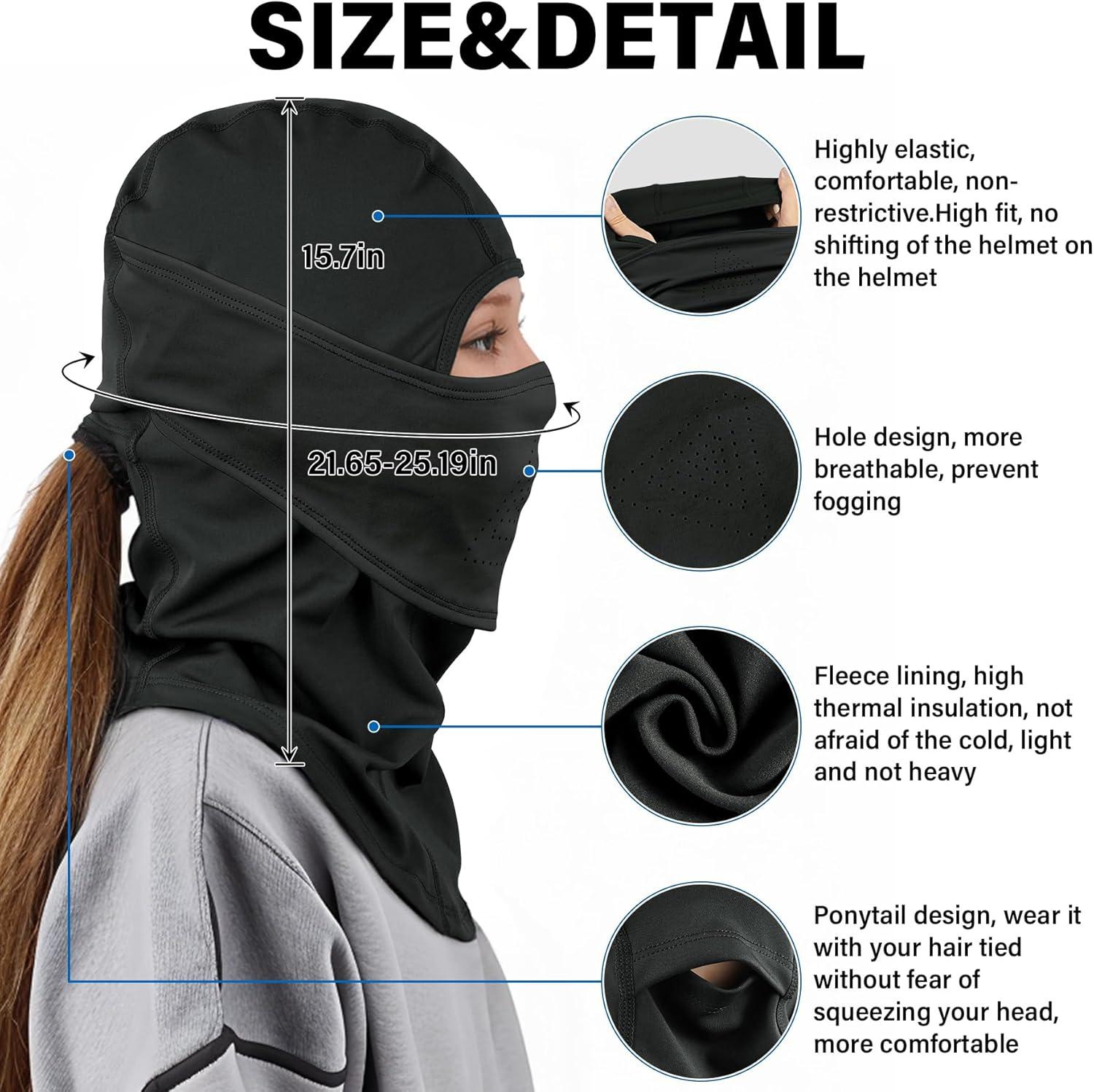 imageSukeen Winter Balaclava Breathable Face Mask Ski Mask for Men Women Warmer Bandana Face Cover Cold Neck Gaiters for OutdoorBlack