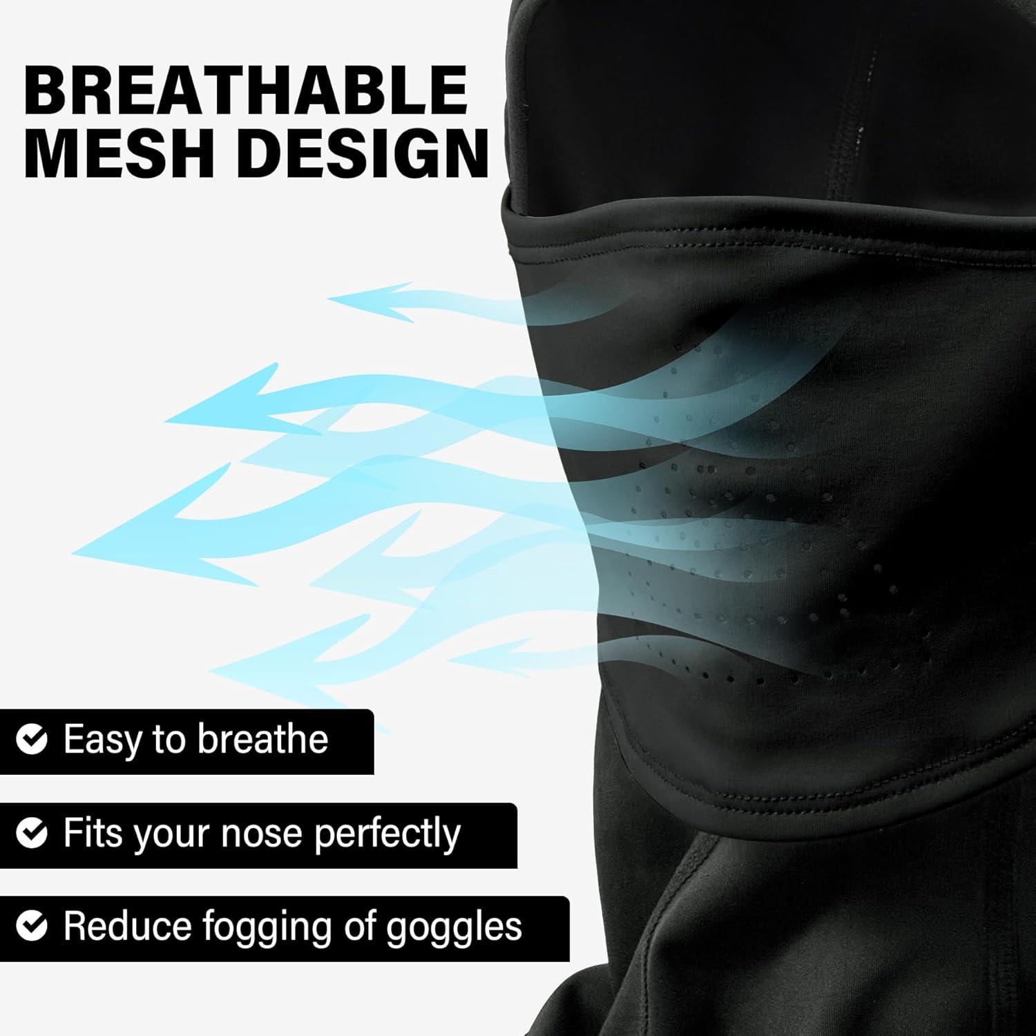 imageSukeen Winter Balaclava Breathable Face Mask Ski Mask for Men Women Warmer Bandana Face Cover Cold Neck Gaiters for OutdoorBlack