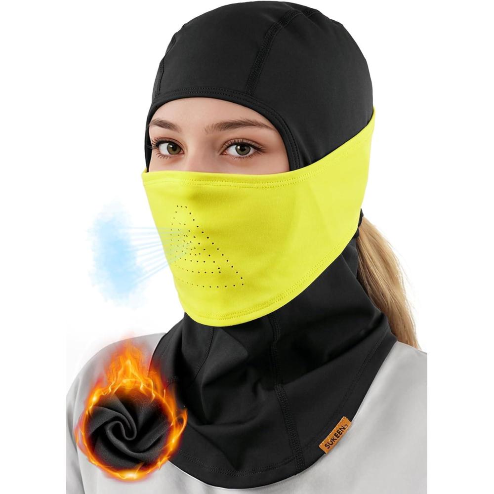imageSukeen Winter Balaclava Breathable Face Mask Ski Mask for Men Women Warmer Bandana Face Cover Cold Neck Gaiters for OutdoorYellow
