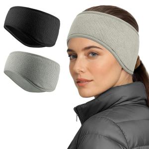 imageSukeen Ear Warmers for Women Soft Warm DoubleLayer Winter Headbands for Women Ponytail NonSlip Ear Warmer Headband for Cold Weather Running Cycling Hiking Skiing BlackPurplez BlackGray
