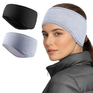 imageSukeen Ear Warmers for Women Soft Warm DoubleLayer Winter Headbands for Women Ponytail NonSlip Ear Warmer Headband for Cold Weather Running Cycling Hiking Skiing BlackPurplez BlackPurple