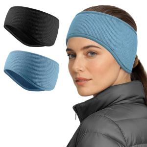 imageSukeen Ear Warmers for Women Soft Warm DoubleLayer Winter Headbands for Women Ponytail NonSlip Ear Warmer Headband for Cold Weather Running Cycling Hiking Skiing BlackPurplez BlackBlue