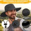 imageSukeen Mens Sun Hat Wide Brim Breathable UPF50 Waterproof Fishing Hat Removable Hat Top Boonie Hat for Hiking Garden Safari Black