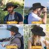 imageSukeen Mens Sun Hat Wide Brim Breathable UPF50 Waterproof Fishing Hat Removable Hat Top Boonie Hat for Hiking Garden Safari Black